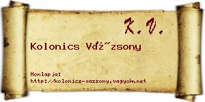 Kolonics Vázsony névjegykártya